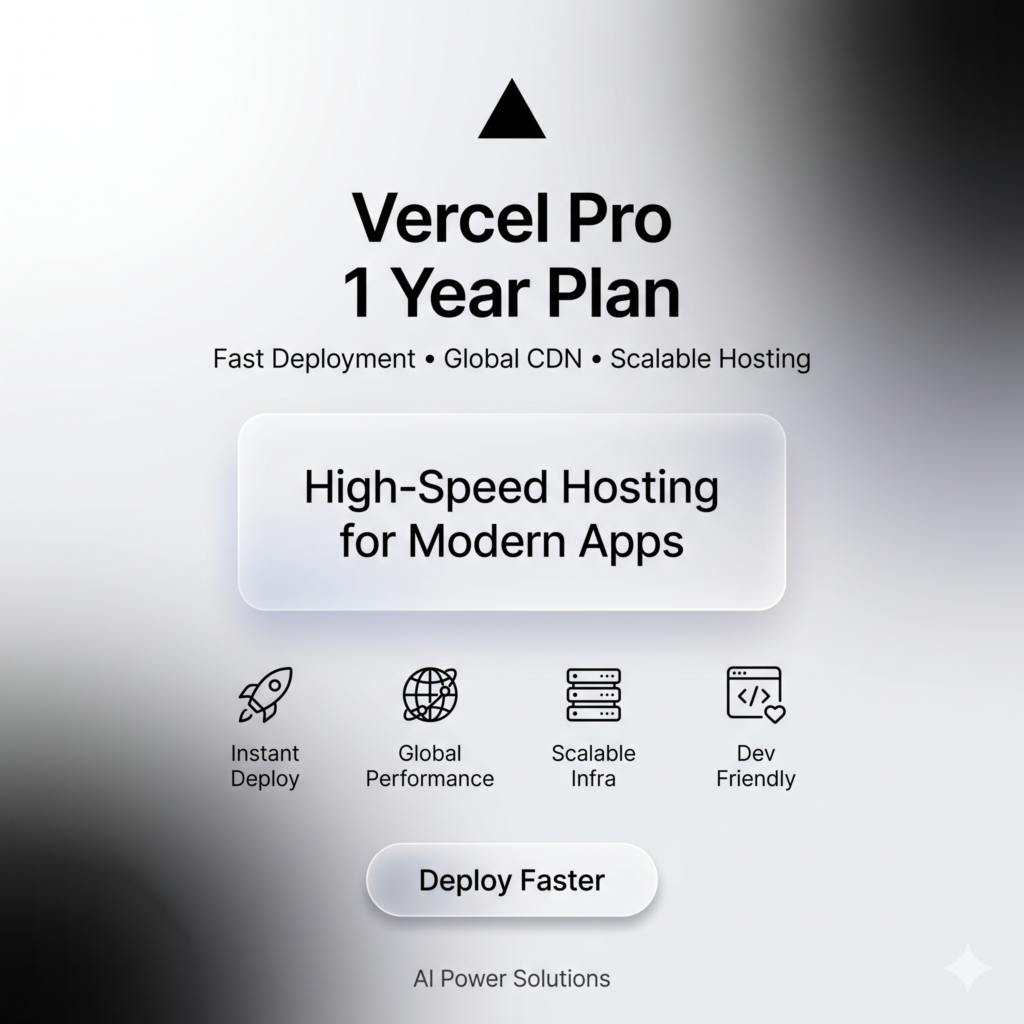 Vercel Pro $240 Credit One Year Plan | Fast Deployment