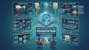 Premium AI tools for freelancers 2026 helping professionals work smarter and grow income on a budget