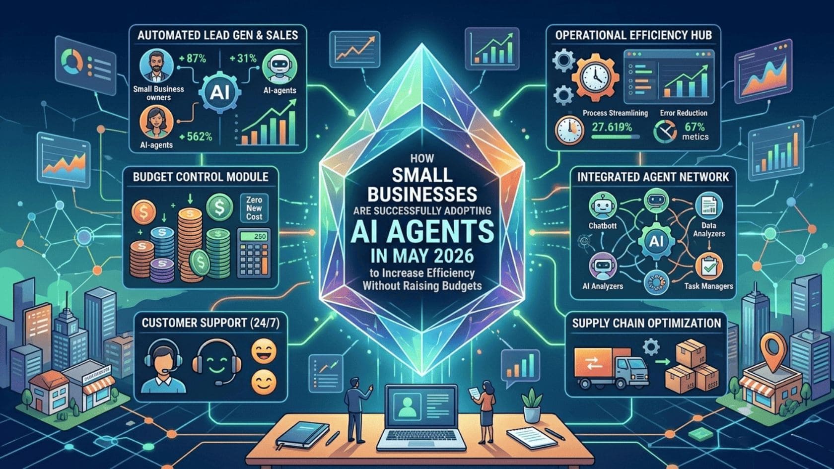 AI agents for small businesses 2026 helping automate workflows and improve efficiency on a low budget