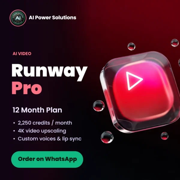 Runway Pro 12 Month Plan subscription in India – AI Power Solutions